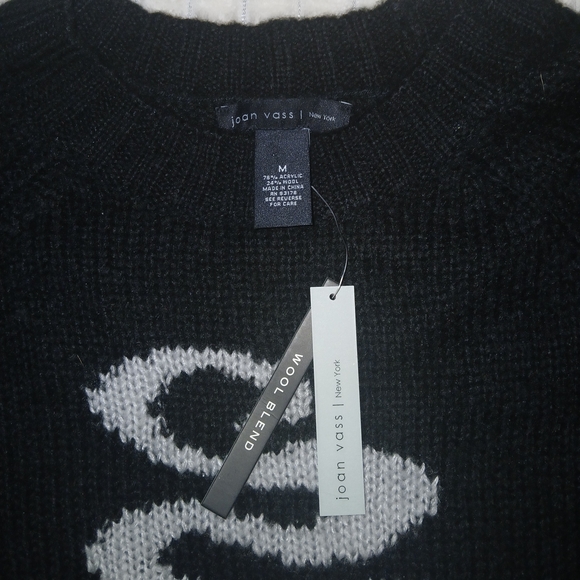 Joan Vass Black Sweater with Coffee Cup Design - Picture 2 of 3